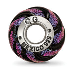 Sterling Silver Purple Swirl Dichroic Glass Bead with Polished Finish  Elegant and Versatile