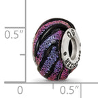 Sterling Silver Purple Swirl Dichroic Glass Bead with Polished Finish  Elegant and Versatile