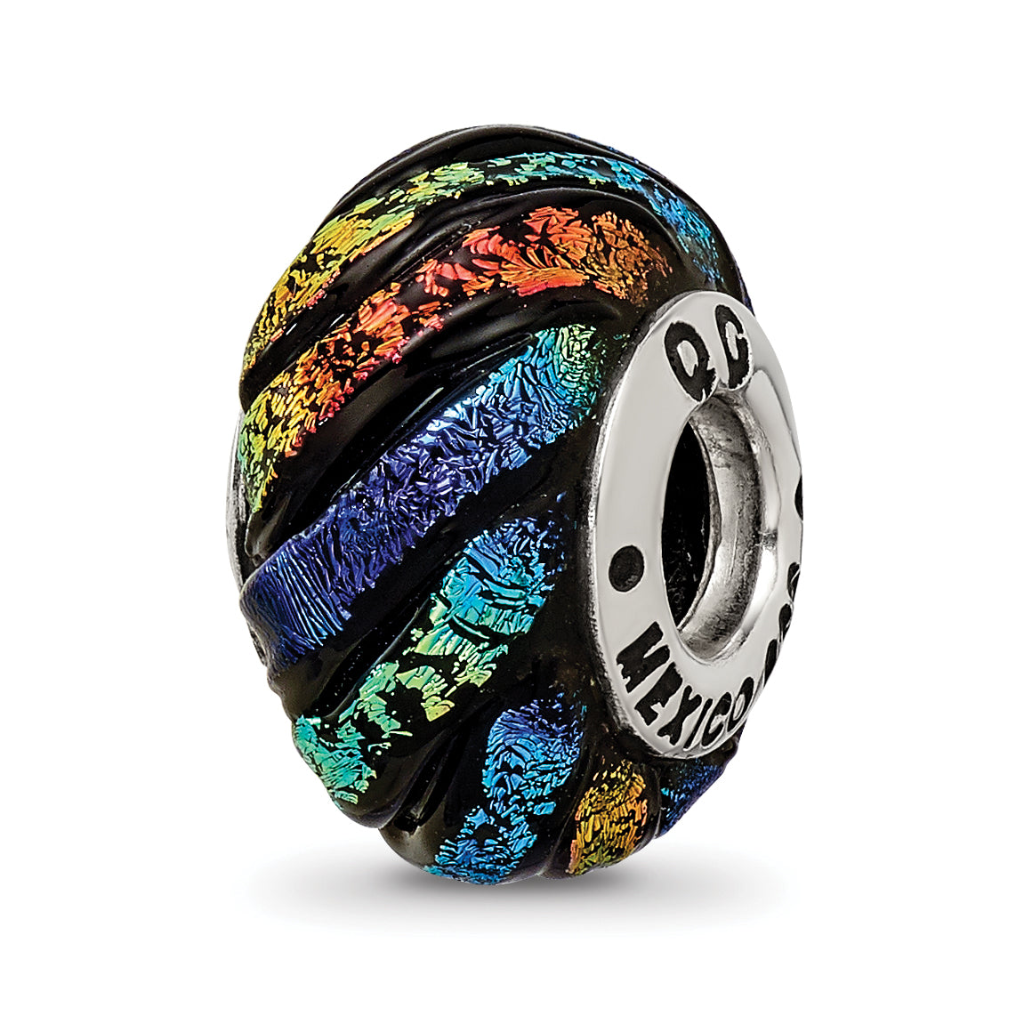 Sterling Silver Reflections Rainbow Swirl Dichroic Glass Bead Main image