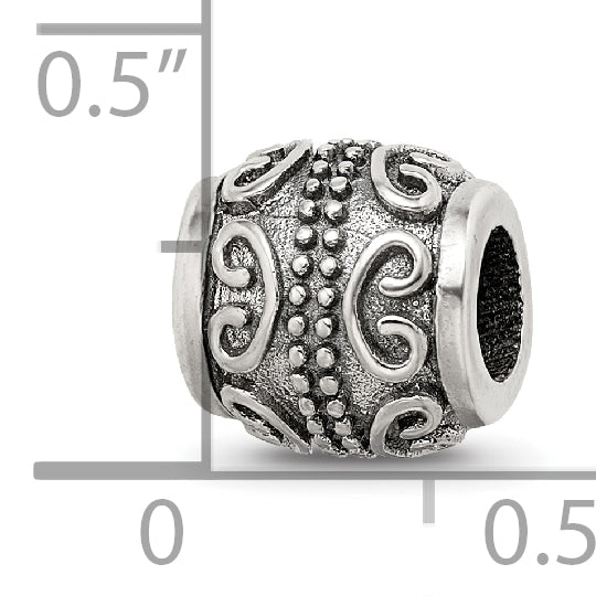 Sterling Silver 925 Bali Scroll Bead with Antiqued Finish Vintage Elegance