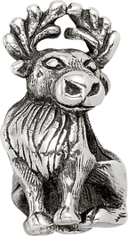 Sterling Silver 925 Moose Bead with Antiqued Finish Solid Cast