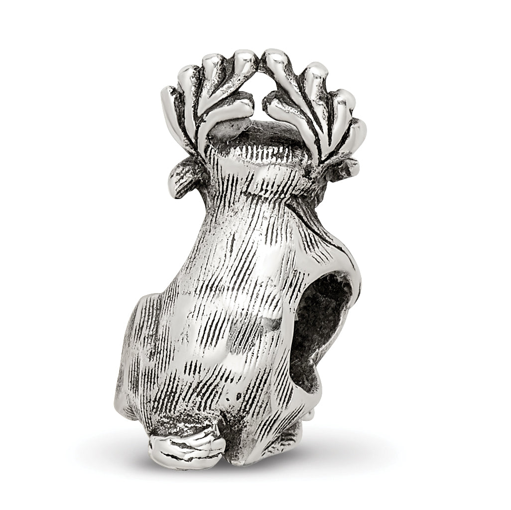 Sterling Silver 925 Moose Bead with Antiqued Finish Solid Cast