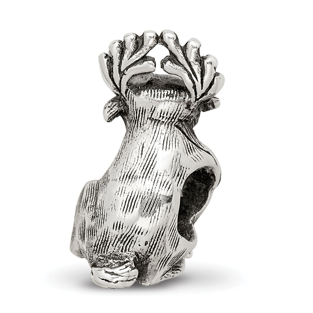 Sterling Silver 925 Moose Bead with Antiqued Finish Solid Cast
