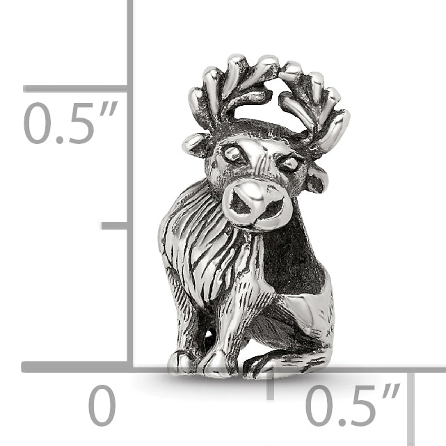 Sterling Silver 925 Moose Bead with Antiqued Finish Solid Cast