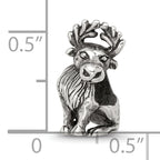 Sterling Silver 925 Moose Bead with Antiqued Finish Solid Cast