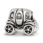 Sterling Silver 925 Pumpkin Carriage Bead with Antiqued Finish Solid Cast