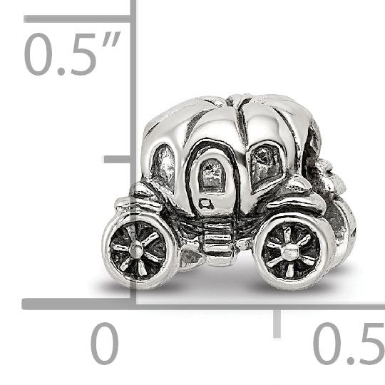 Sterling Silver 925 Pumpkin Carriage Bead with Antiqued Finish Solid Cast