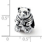Sterling Silver 925 Teddy Bear Bead with Antiqued Finish Solid Charm