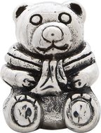 Sterling Silver 925 Teddy Bear Bead with Antiqued Finish Solid Charm
