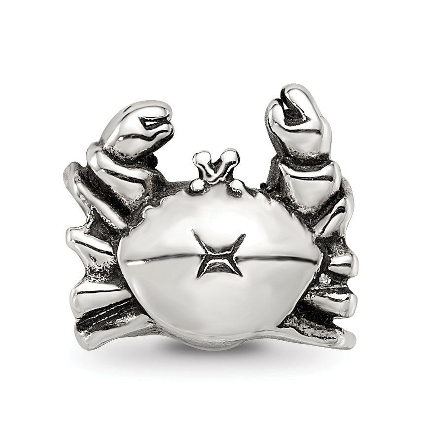 Sterling Silver 925 Antiqued Crab Themed Bead for Elegant Charm Bracelets