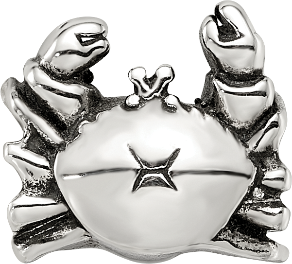 Sterling Silver 925 Antiqued Crab Themed Bead for Elegant Charm Bracelets