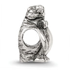 Sterling Silver 925 Penguin Bead with Antiqued Finish Solid Cast Design