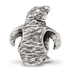 Sterling Silver 925 Penguin Bead with Antiqued Finish Solid Cast Design
