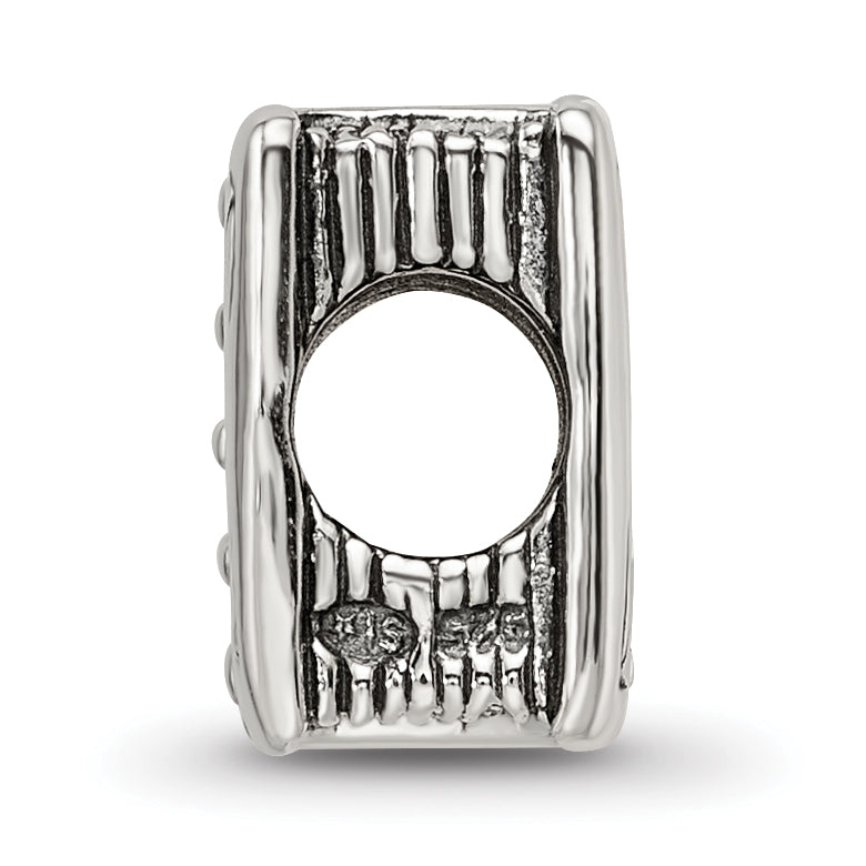 Sterling Silver 925 Antiqued Book Bead with Themed Design