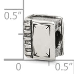 Sterling Silver 925 Antiqued Book Bead with Themed Design