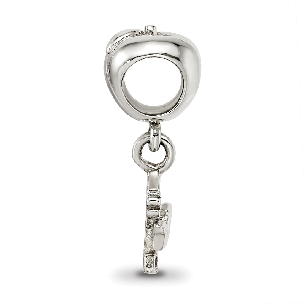 Sterling Silver #1 Teacher Apple Dangle Bead with Enameled Finish