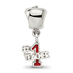 Sterling Silver #1 Teacher Apple Dangle Bead with Enameled Finish