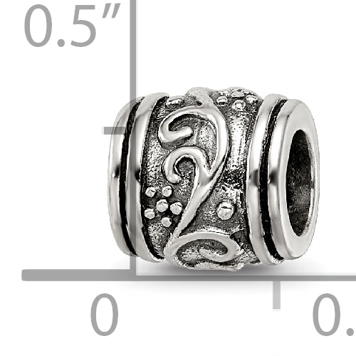 Sterling Silver 925 Floral Bead with Antiqued Finish  Elegant and Timeless