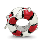 Sterling Silver 925 Life Preserver Bead with Enameled Accents  Antiqued Finish