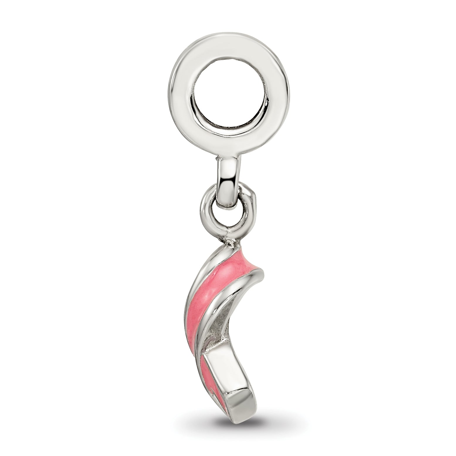 Sterling Silver 925 Enameled Awareness Dangle Bead with Antiqued Finish Secondary image