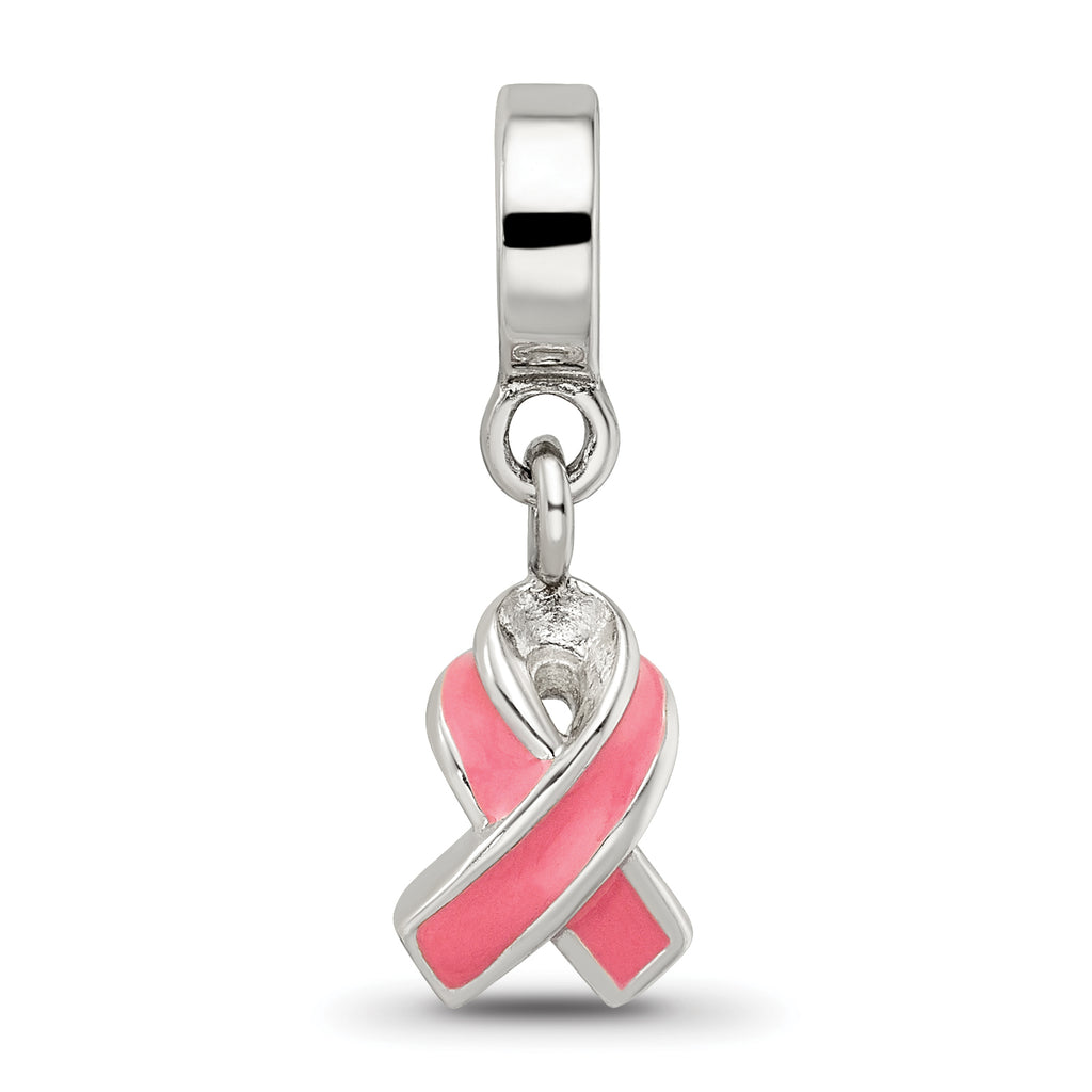 Sterling Silver 925 Enameled Awareness Dangle Bead with Antiqued Finish