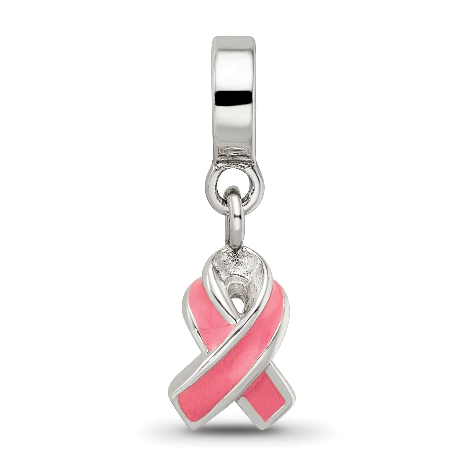 Sterling Silver 925 Enameled Awareness Dangle Bead with Antiqued Finish