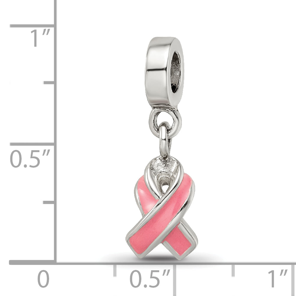 Sterling Silver 925 Enameled Awareness Dangle Bead with Antiqued Finish