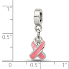 Sterling Silver 925 Enameled Awareness Dangle Bead with Antiqued Finish