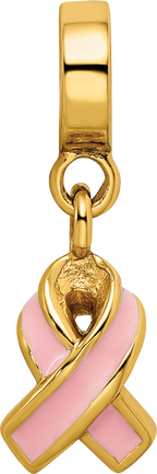 925 Sterling Silver Gold-Plated Awareness Dangle Bead with Enamel Accent  Polished Finish