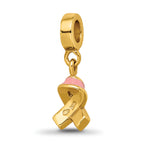 925 Sterling Silver Gold-Plated Awareness Dangle Bead with Enamel Accent  Polished Finish