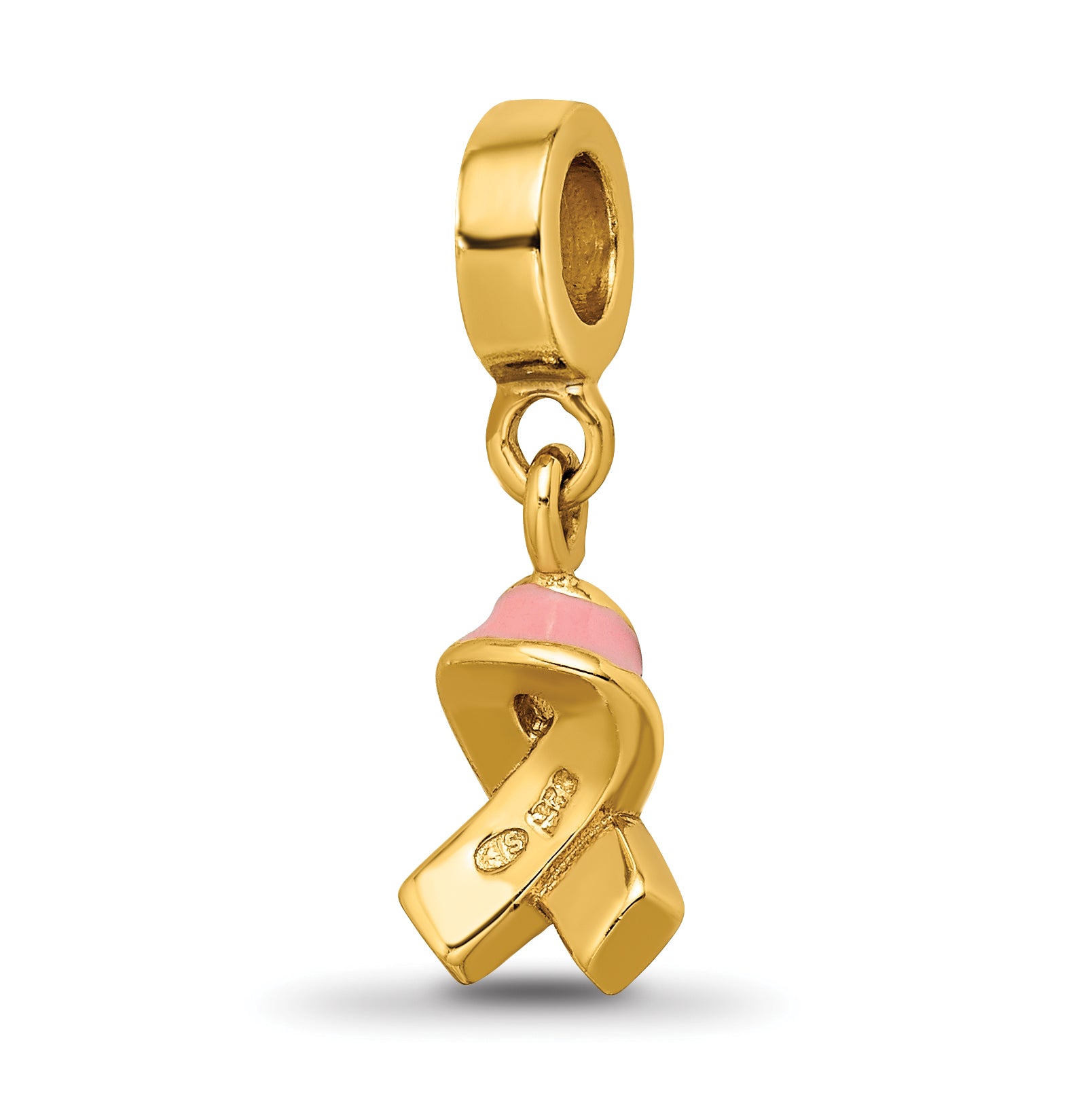 925 Sterling Silver Gold-Plated Awareness Dangle Bead with Enamel Accent  Polished Finish