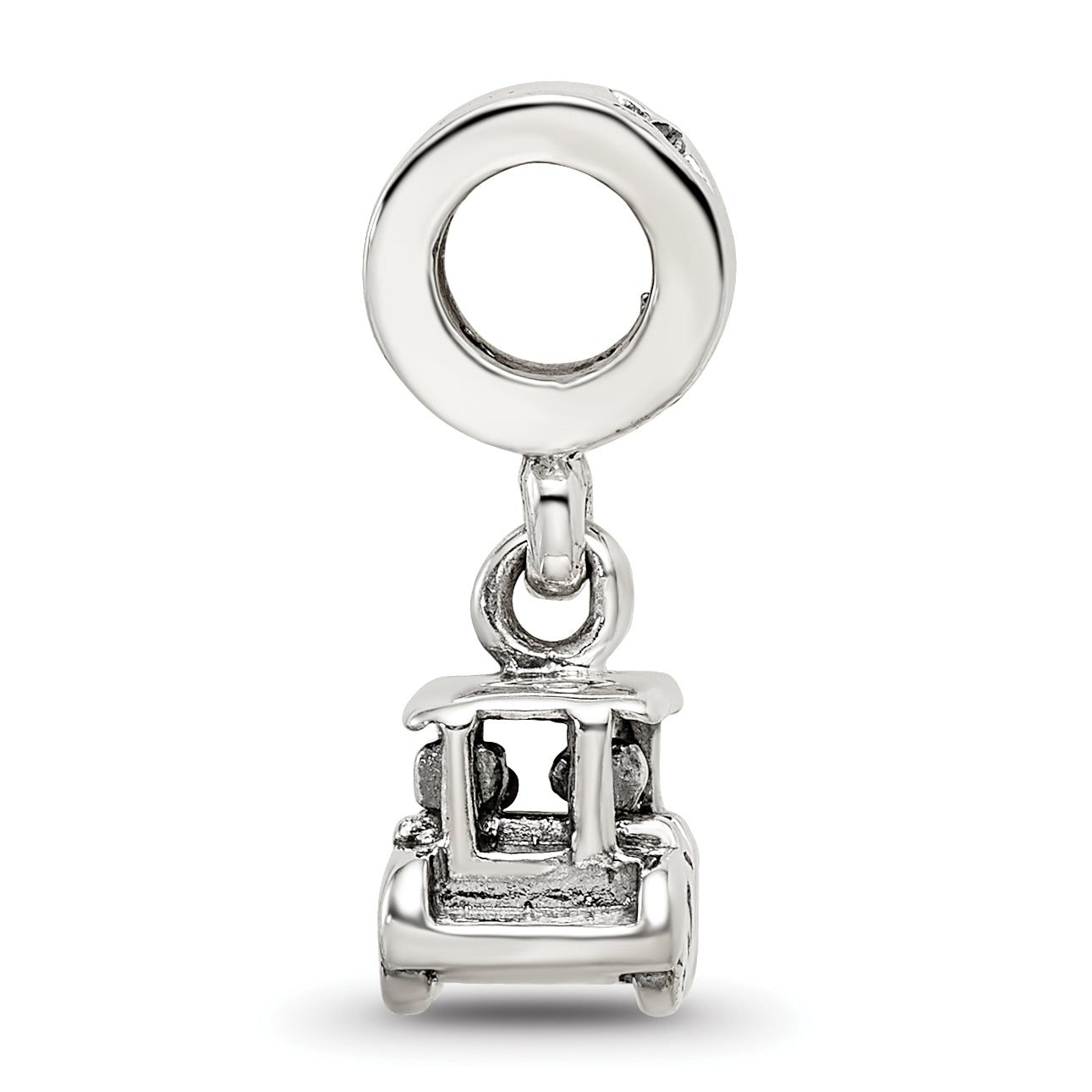 Sterling Silver 925 Golf Cart Dangle Bead with Antiqued Finish Secondary image