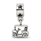 Sterling Silver 925 Golf Cart Dangle Bead with Antiqued Finish