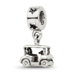 Sterling Silver 925 Golf Cart Dangle Bead with Antiqued Finish