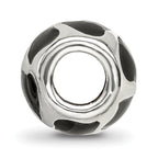 Sterling Silver 925 Bead with Black Enameled Hearts Antiqued Finish
