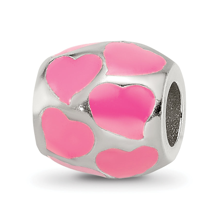 Sterling Silver Reflections Pink Enameled Hearts Bead Main image