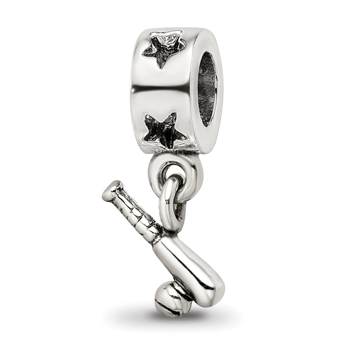 Sterling Silver Reflections Baseball Bat & Ball Dangle Bead Main image