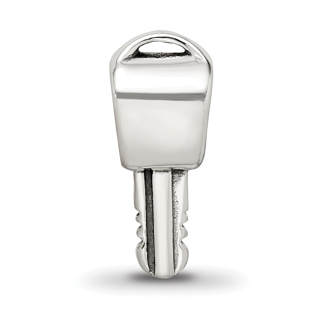 Sterling Silver 925 Antiqued Themed Key Bead Solid, Casted Design