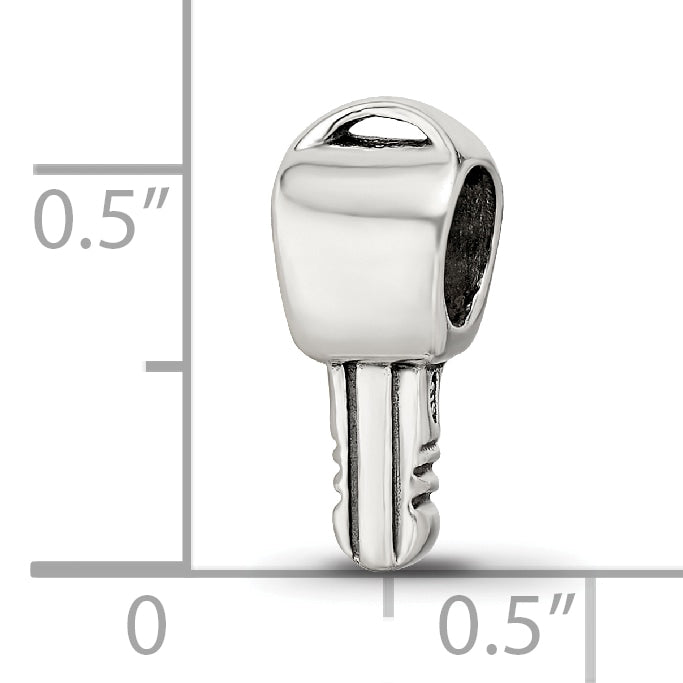 Sterling Silver 925 Antiqued Themed Key Bead Solid, Casted Design