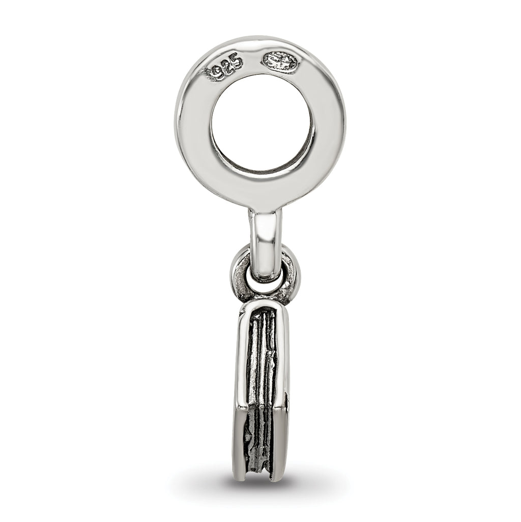 Sterling Silver 925 Love Story Dangle Bead with Antiqued Finish Solid Vintage Charm