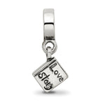 Sterling Silver 925 Love Story Dangle Bead with Antiqued Finish Solid Vintage Charm