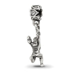 Sterling Silver 925 Cheerleader Dangle Bead with Antiqued Finish Solid Design