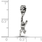 Sterling Silver 925 Cheerleader Dangle Bead with Antiqued Finish Solid Design