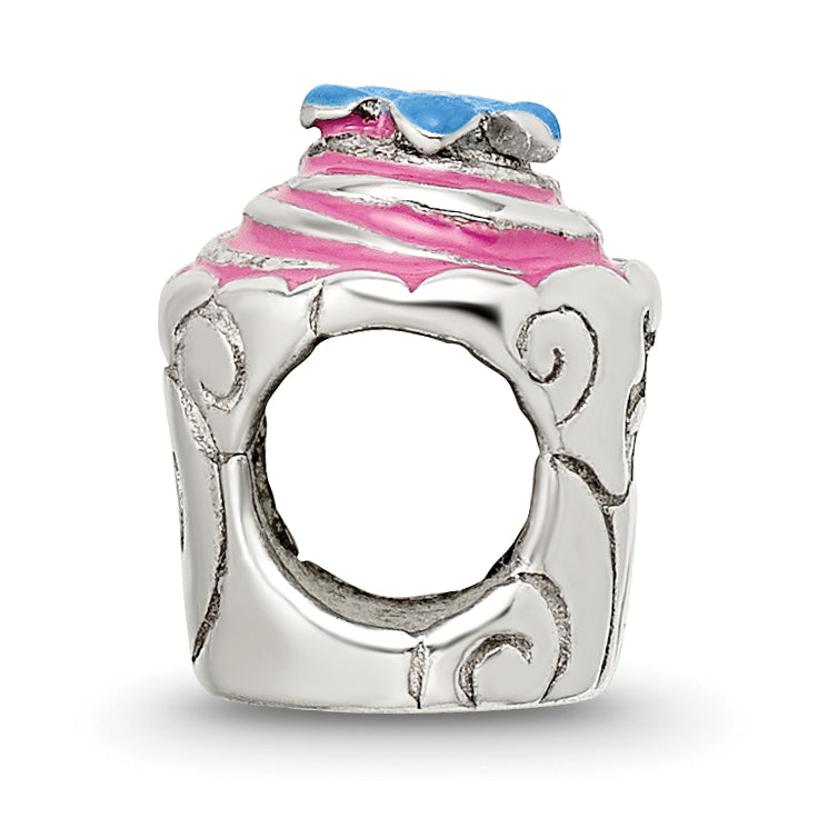 Sterling Silver Reflections Pink Enameled Cupcake Bead Secondary image