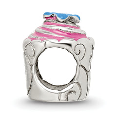 Sterling Silver Reflections Pink Enameled Cupcake Bead