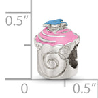 Sterling Silver Reflections Pink Enameled Cupcake Bead