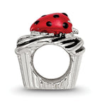 Sterling Silver 925 Enameled Strawberry Cupcake Bead Antique Finish Solid Design