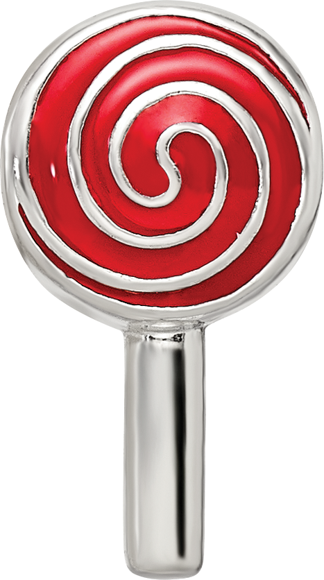 Sterling Silver 925 Enameled Lollipop Bead with Antique Finish Solid and Themed Design