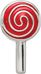 Sterling Silver 925 Enameled Lollipop Bead with Antique Finish Solid and Themed Design