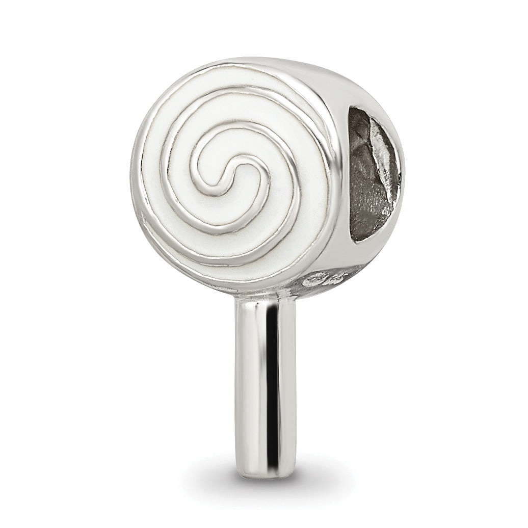 Sterling Silver 925 Enameled Lollipop Bead with Antique Finish Solid and Themed Design